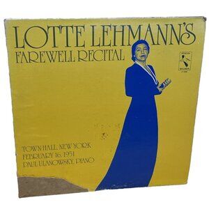 Lotte Lehmann's Farewell Recital (Vinyl, 1978) Pelican Records LP 2009 VG+ LP
